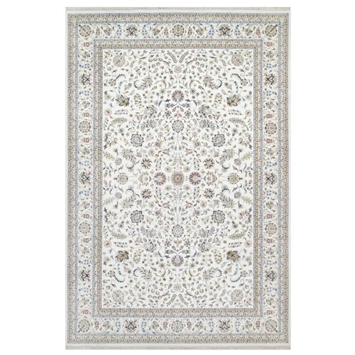 Vivid White, Nain All Over Floral Design, 250 KPSI, Wool and Silk, Hand Knotted, Oversized, Oriental Rug