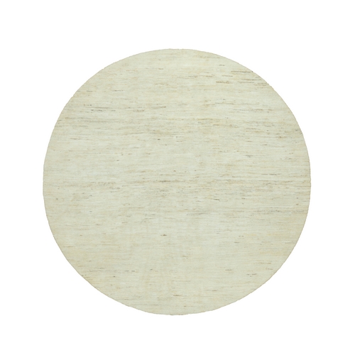 Alabaster White, Lori Buft Gabbeh Plain Design, Thick and Plush, Pure Persian Wool, Soft to The Touch, Hand Knotted, Round Oriental Rug