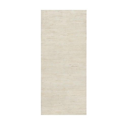 Parchment White, Thick and Plush, Lori Buft Gabbeh, Modern, Plain Design, Pure Wool, Hand Knotted, Runner, Oriental Rug