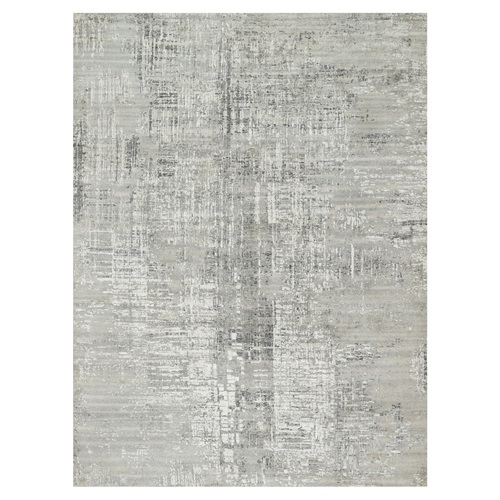Magnetic Gray, Undyed Natural Wool, Hand Knotted, Modern Design, Hand Spun, Oriental Rug