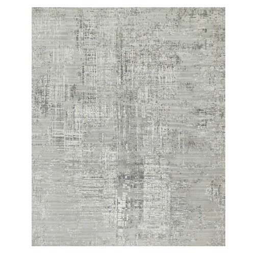 Sterling Gray, Hand Spun, Modern, Undyed Natural Wool, Hand Knotted, Oversized, Oriental Rug