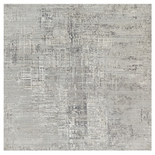 Dorian Gray, Hand Spun, Modern, Undyed Natural Wool, Hand Knotted, Square, Oriental Rug
