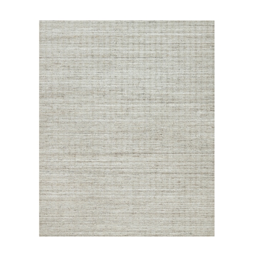 Cosmic Latte White, Plain Decor, Modern Box Design, 100% Undyed Natural Wool, Loom Knotted, Oriental Rug