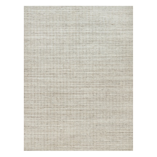 Danish White, 100% Undyed Natural Wool, Modern Box Design, Plain Decor Loom Knotted, Oriental 