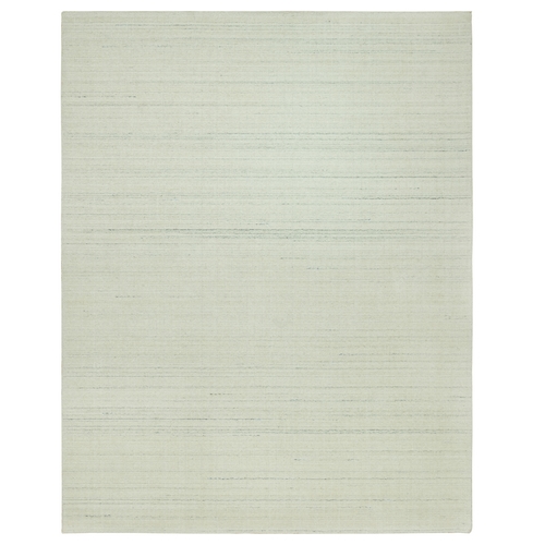 Eggnog Ivory, Modern Box Design and Plain Decor with Distinct Abrash, Loom Knotted, Undyed Natural Wool, Oriental 