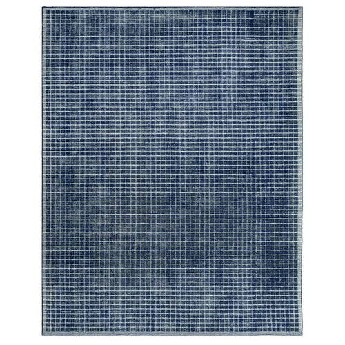 Salute Blue, Modern Plain Decor Box Design, Luxurious Wool, Loomed Knotted, Soft to Touch, Oriental 