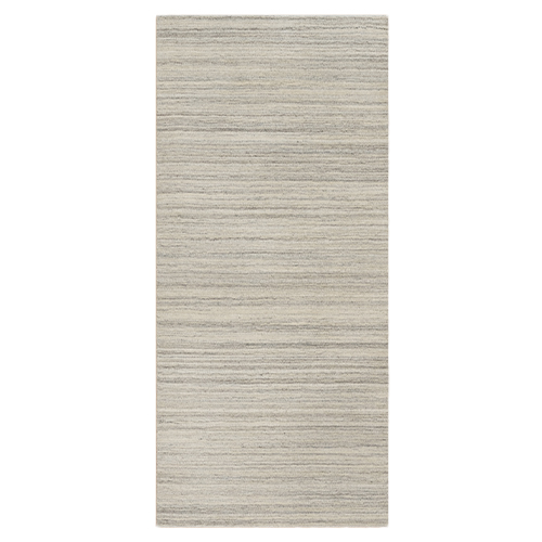 Beige, Natural Wool, Variegated Textured Modern Design, Hand Loomed, Thick and Plush, Runner, Oriental Rug