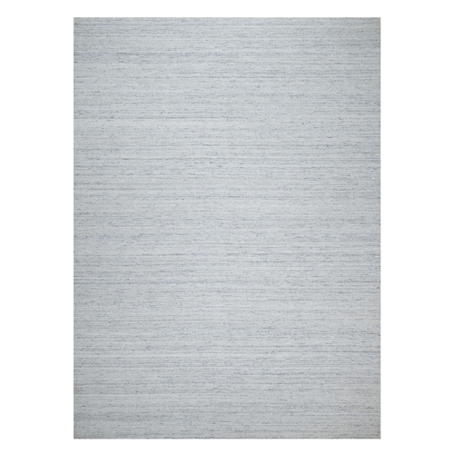 Frost Gray, Thick and Plush, Modern Striae Design, Tone on Tone, Soft Pile, Pure Wool, Hand Loomed, Oriental Rug