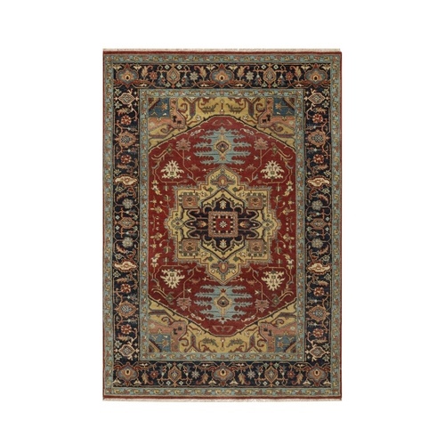 Barn Red, Heriz Revival with Medallion Design, Denser Weave, Hand Spun New Zealand Wool, Hand Knotted, Oriental Rug