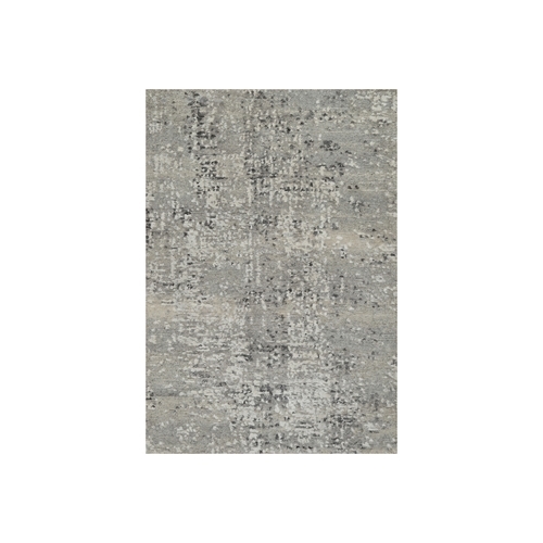 Battleship Gray, Tone on Tone, Modern Design, Hand Spun Undyed Natural Wool, Hand Knotted, Mat, Oriental 