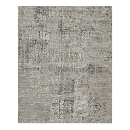 Fossil Gray, Hand Knotted, Modern Design, Tone on Tone, Hand Spun Undyed Natural Wool, Oriental 