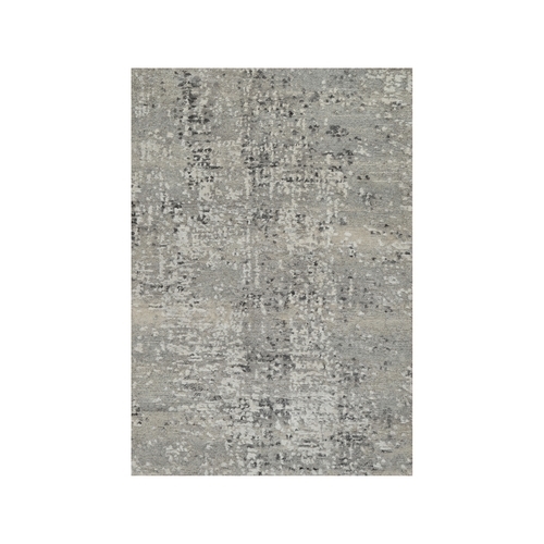 Fossil Gray, Hand Spun Undyed Natural Wool, Hand Knotted, Modern Design, Tone on Tone, Mat, Oriental 