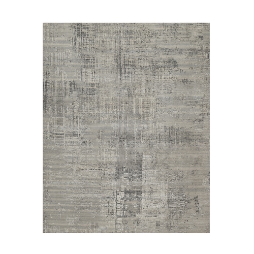 Medium Gray, Modern Design, Tone on Tone, Hand Spun Undyed Natural Wool, Hand Knotted, Oriental Rug