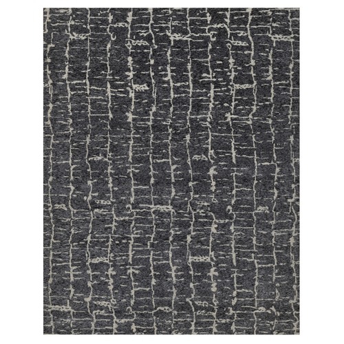 Charcoal Black, Nepali Weave, Modern Design, Pure Wool, Hand Knotted, Densely Woven, Oriental 