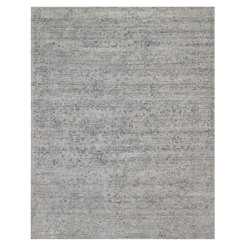 Porcelain White with Soft Colors, Nepali Weave, Modern Design, Undyed Natural Wool, Shaved Low, Tone on Tone, Hand Knotted, Oriental 