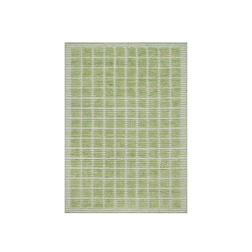 Lily Green, Modern Plain Decor Box Design, Pure Wool, Soft to the Touch, Loomed Knotted, Mat, Oriental Rug