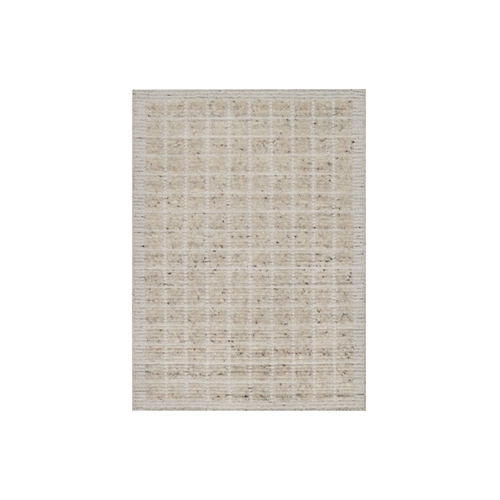 Lace White, Modern Plain Decor Box Design, Pure Wool, Soft to the Touch, Loomed Knotted, Mat, Oriental Rug