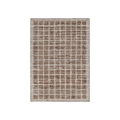 Beaver Brown, Modern Plain Decor Box Design, Natural Wool, Soft to the Touch, Loomed Knotted, Mat, Oriental Rug