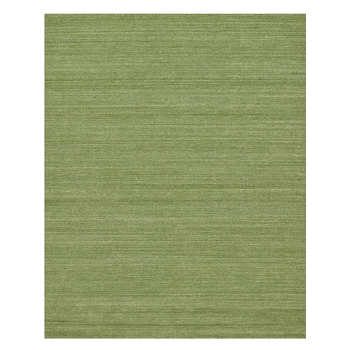 Pickle Green, Tone on Tone, Plain Modern Striae Design, Soft Pile, Pure Wool, Hand Loomed, Oriental Rug