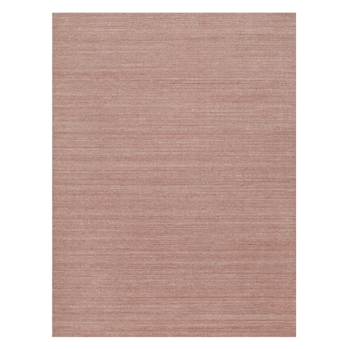 Rose Pink, Pure Wool, Plain Modern Striae Design, Hand Loomed, Soft to the Touch Pile, Oriental 