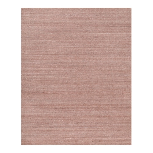 Salmon Pink, Hand Loomed, Pure Wool, Plain Modern Striae Design, Soft to the Touch Pile, Oriental 