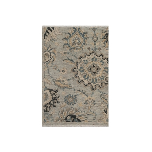Mink Gray, Broken Pattern with Oushak Design, 100% Wool, Hand Knotted, Borderless, Sample, Mat, Oriental 