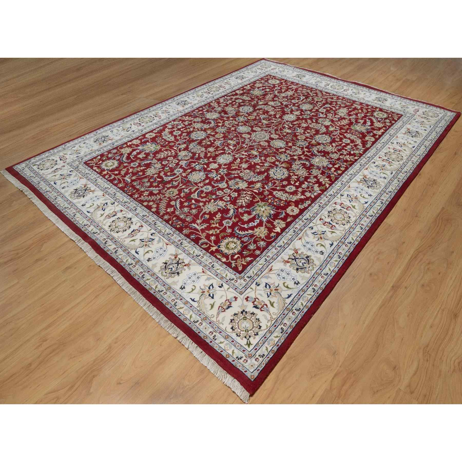 Currant Red, Nain with All Over Flower Design, 250 KPSI, Wool and Silk ...
