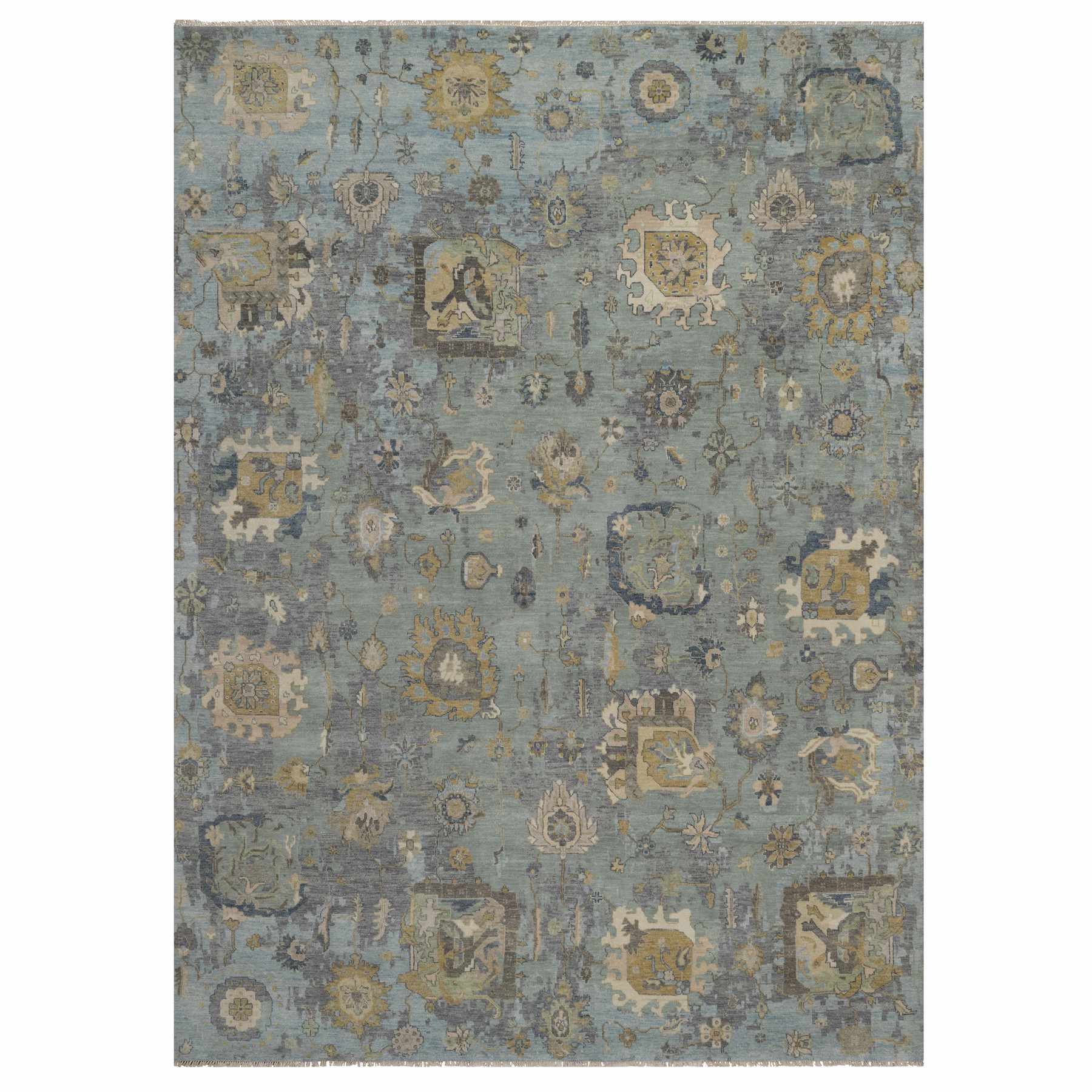 Oushak-And-Peshawar-Hand-Knotted-Rug-459045