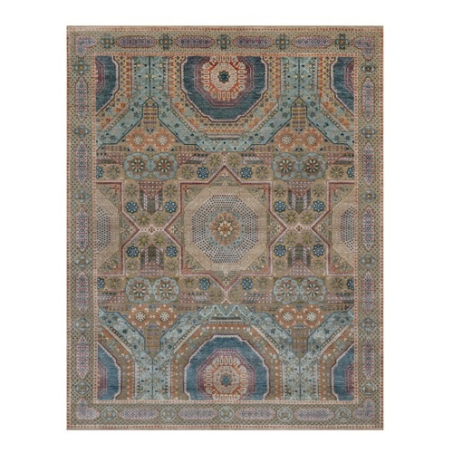 Lark Brown, Textured Wool and Silk, Mamluk Design with Star Medallion, Hand Knotted, Oriental 