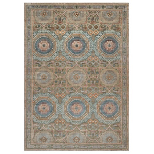 Lark Brown, Mamluk Design with Geometric Medallions, Hand Knotted, Textured Wool and Silk, XL, Oversized, Oriental Rug