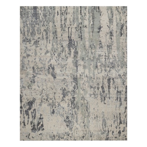 Cream White, Modern Design, 100% Natural Undyed Wool, Hand Knotted, Oriental 