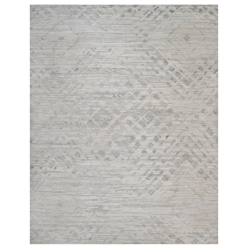 Light Gray, Modern Design, Hand Knotted, Hand Spun Undyed Natural Wool, XL, Oversized, Oriental 