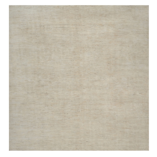 Linen White, Modern, Plain Design, Lori Buft Gabbeh, Thick and Plush,  Hand Knotted, Square, Oriental Rug