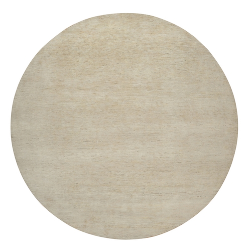Chiffon White, Lori Buft Gabbeh, Modern, Plain Design,  Thick and Plush, Undyed Natural Wool, Hand Knotted, Round, Oriental Rug