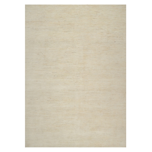 Alabaster White, Undyed Natural Wool, Modern, Plain Design, Lori Buft Gabbeh, Thick and Plush, Hand Knotted, Oriental 