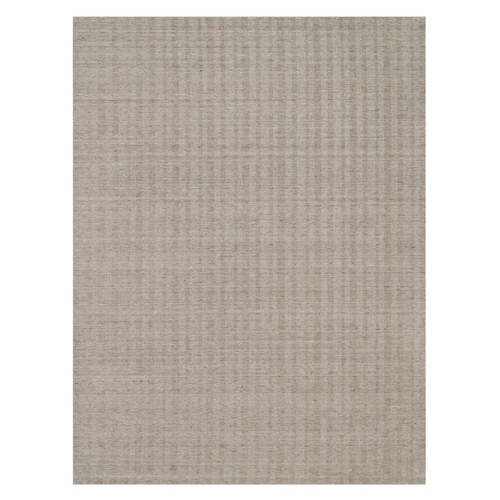 Light Brown, Vertical Stripes Design with Salt and Pepper Effect, Undyed Natural Wool, Hand Loomed, Oriental Rug