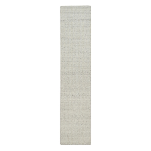 Papyrus White, Salt and Pepper Effect with Vertical Stripes Design, Undyed Natural Wool, Hand Loomed, Runner, Oriental 