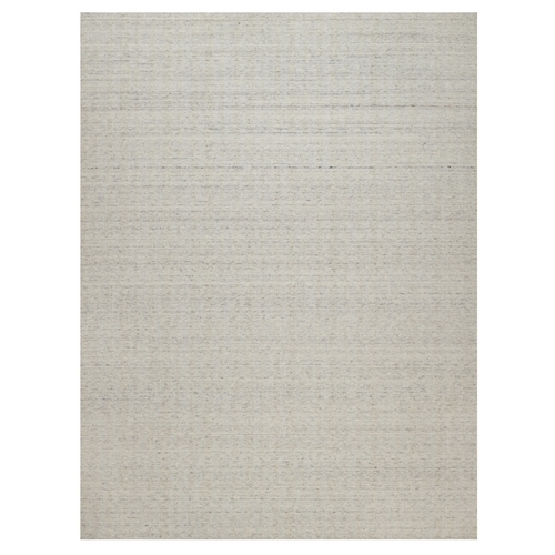 Papyrus White, Undyed Natural Wool, Vertical Stripes Design with Salt and Pepper Effect, Hand Loomed, Oriental 