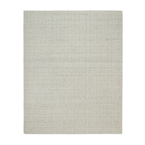 Papyrus White, Hand Loomed, Vertical Stripes Design with Salt and Pepper Effect, Undyed Natural Wool, Oriental 