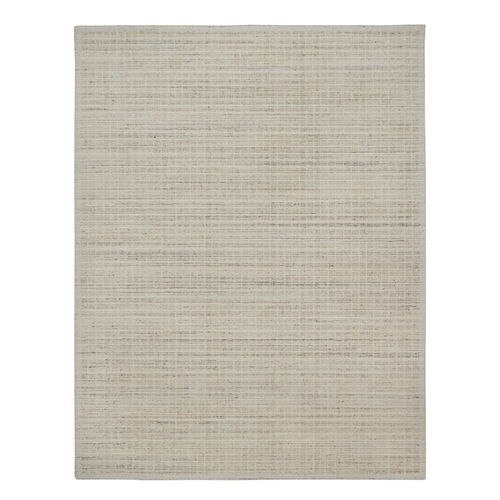 Bone White, Modern Plain Decor Box Design, Pure Wool, Soft to the Touch, Loomed Knotted, Oriental 