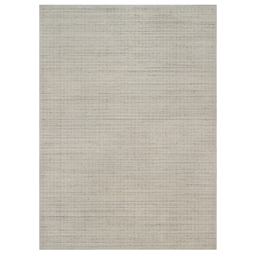 Bone White, Loomed Knotted, Modern Plain Decor Box Design, Pure Wool, Soft to the Touch, Oriental 