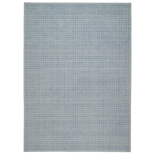 Yonder Blue, Soft to the Touch, Modern Plain Decor Box Design, Pure Wool, Loomed Knotted, Oriental 