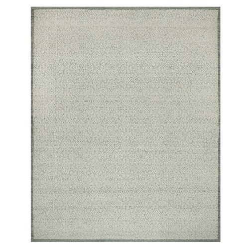 Alabaster White, Hand Woven, Flat Weave with Textured Pile, Undyed Natural Wool, Oriental 