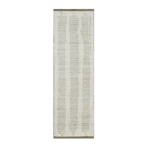 Chiffon White, Flat Weave with Pile, Undyed Natural Wool, Textured, Hand Woven, Runner, Oriental 