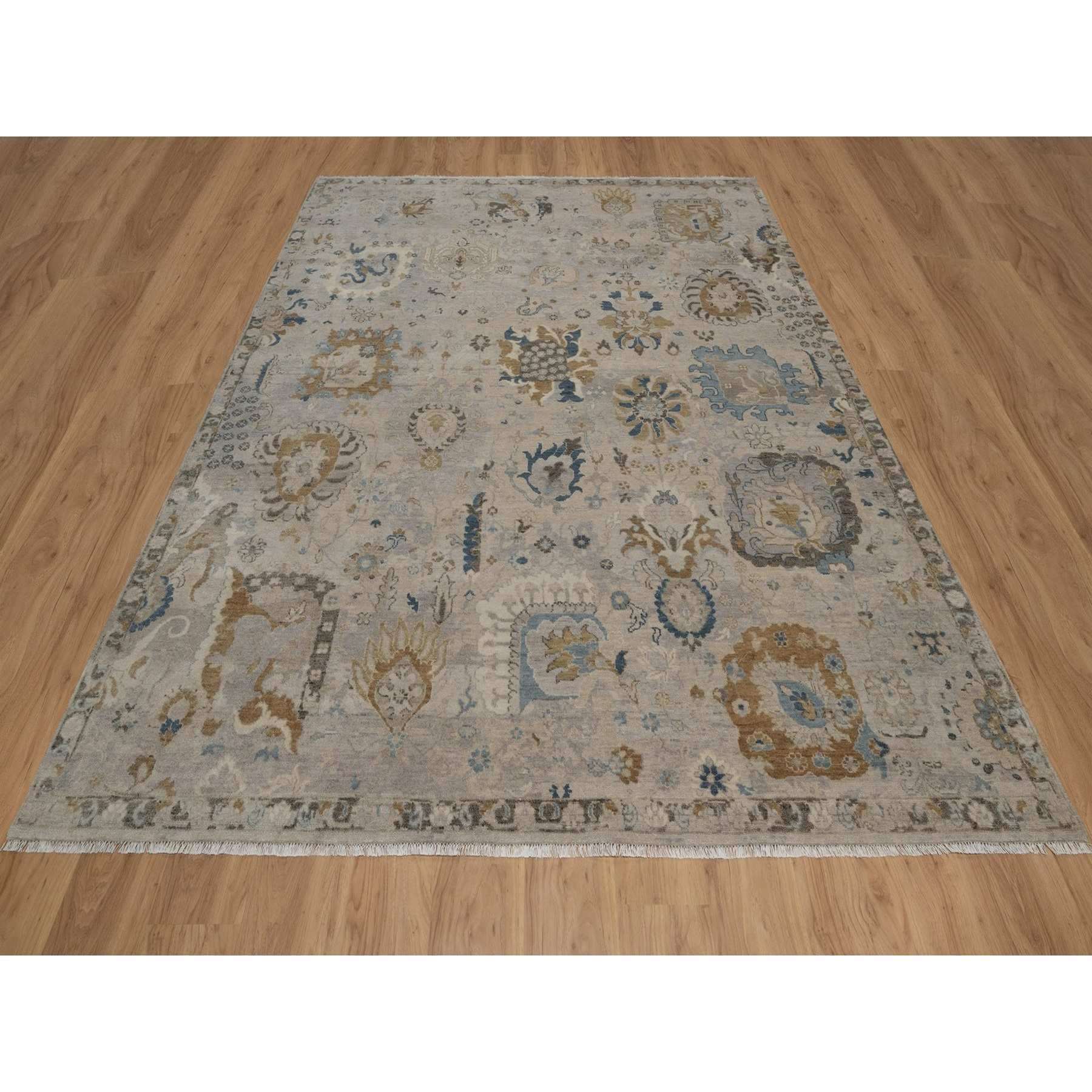 Oushak-And-Peshawar-Hand-Knotted-Rug-461830