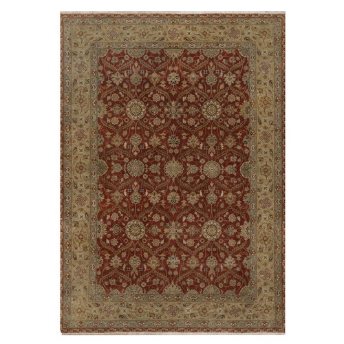 Barn Red, Hereke with All Over Design, 300 KPSI, Wool and Silk, Hand Knotted, Oriental 