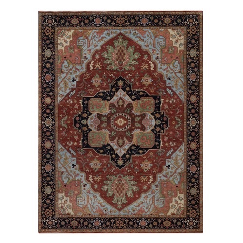 Barn Red, Hand Spun New Zealand Wool, Hand Knotted, Antiqued Fine Heriz Re-Creation, Denser Weave, Vegetable Dyes, Oriental 