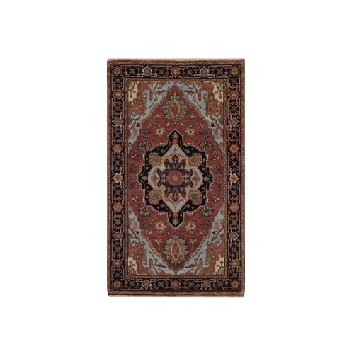 Barn Red, Antiqued Fine Heriz Re-Creation with Medallion Design, Hand Knotted, Hand Spun New Zealand Wool, Vegetable Dyes, Denser Weave, Oriental 