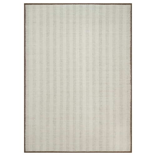Winter White, Hand Knotted, Modern, Vertical Stripes Design, Piled Flat Weave, Tone on Tone, Textured, Undyed Natural Wool, Oriental 