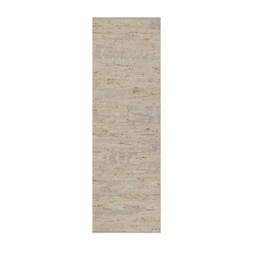 Lace White, Modern Design, Textured with Hi and Low, Wool & Jute, Hand Knotted, Runner, Oriental 